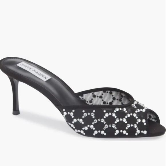 Steve Madden Rowe Mesh Crystal Mules NEW - Picture 1 of 6